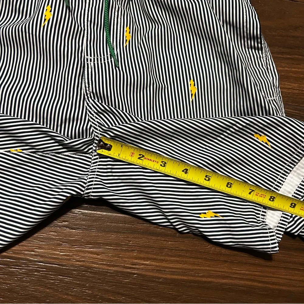 Five Four Mark McNairy Swim Trunks Medium Black White Stripes Lightning Bolts‎